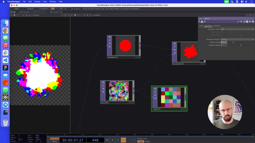 Smooth noise is nice but what about a different, bolder effect? Using Limit, we can round areas to an average color so we can distort in a boxy way.