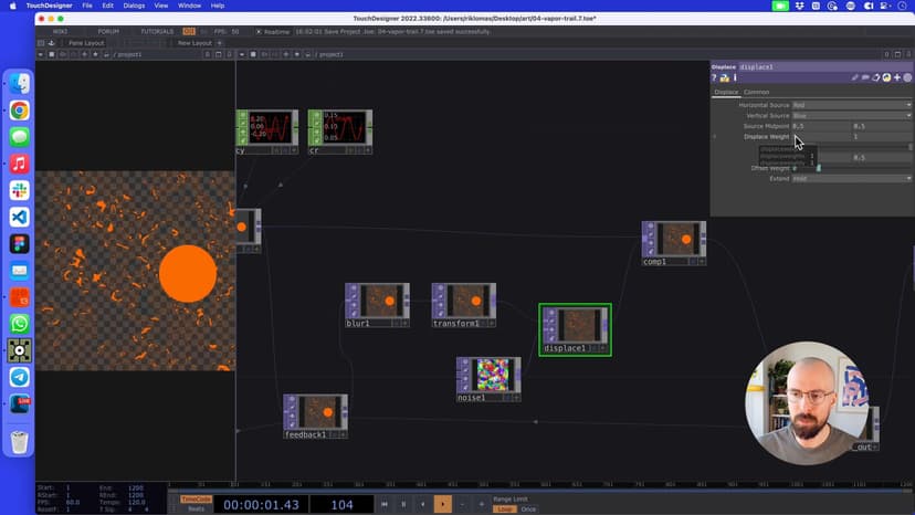 Adding a smoke effect using Displace and Noise TOPs