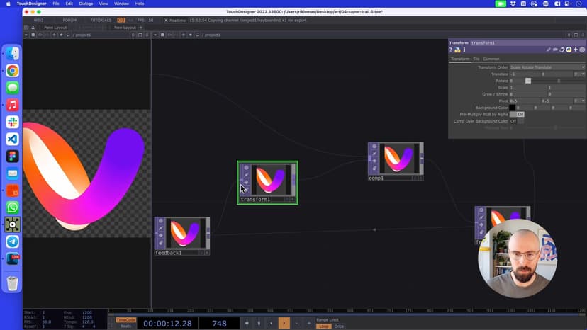 Adding a transform TOP to create movement