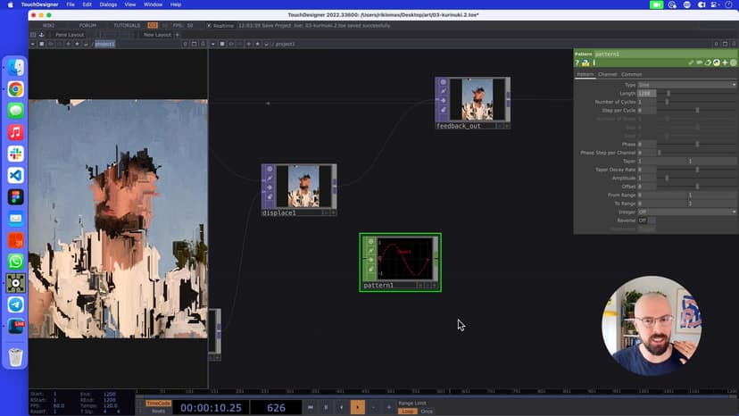 Adding a Pattern CHOP to control displacement